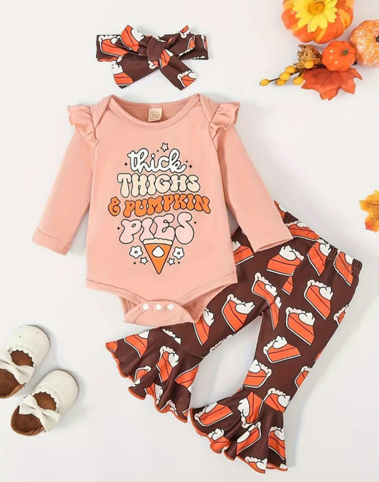 Thick Thighs and Pumpkin Pies Baby Girl Outfit
