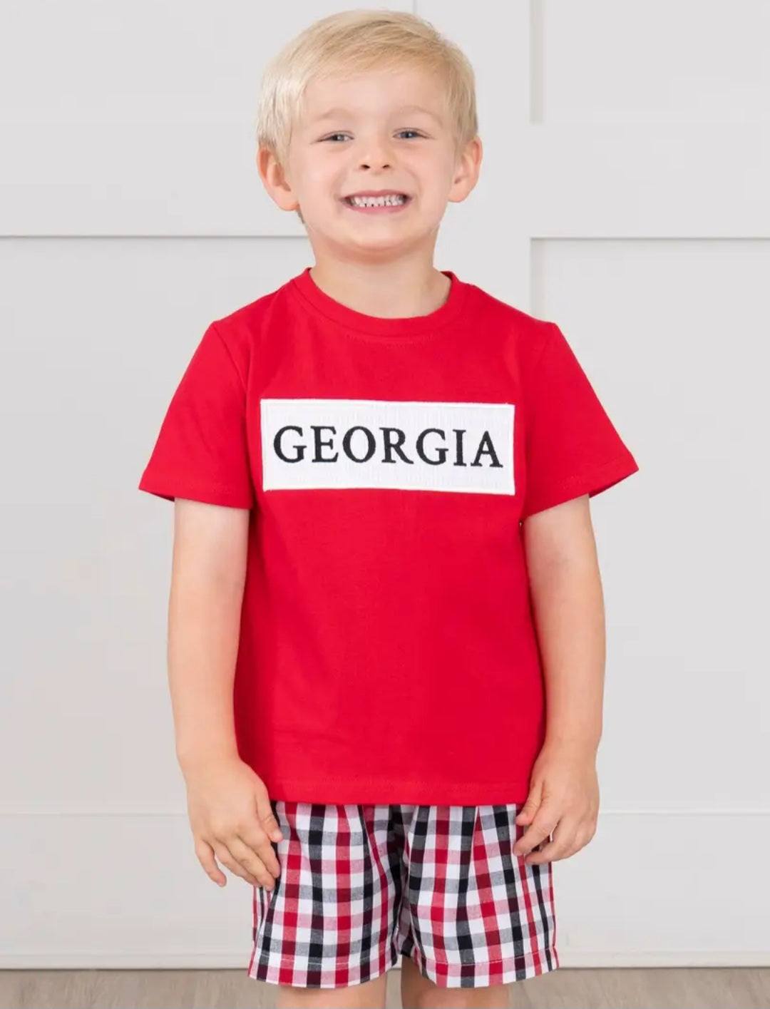 Marie Nicole Georgia Smocked Gingham Outfit