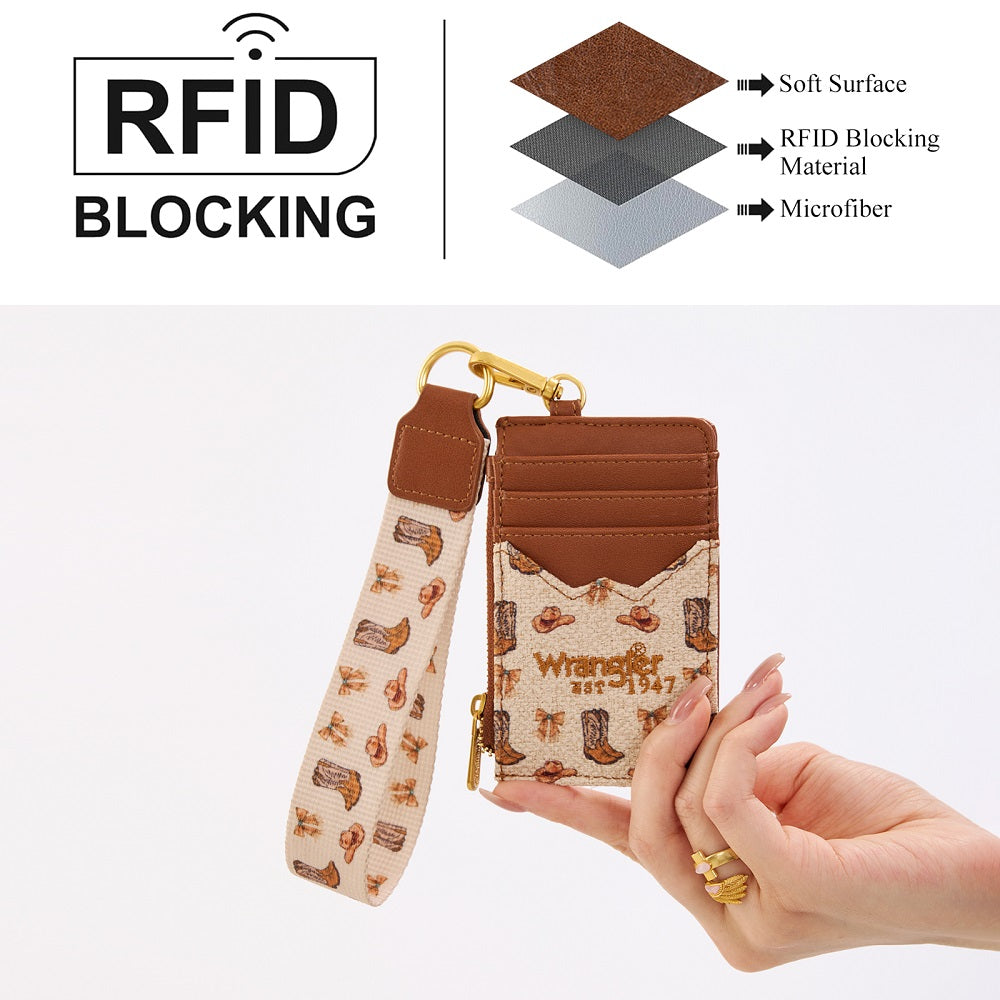 Wrangler Western Print RFID Blocking Wallet - Tan