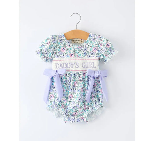 "Daddy's Girl" Smocked Baby Girls Romper