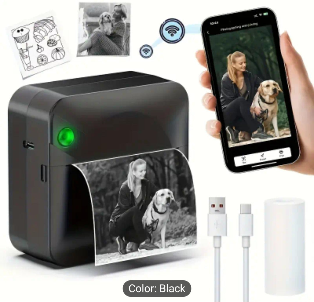 Portable Wireless Thermal Printer with Single Roll Thermal Paper