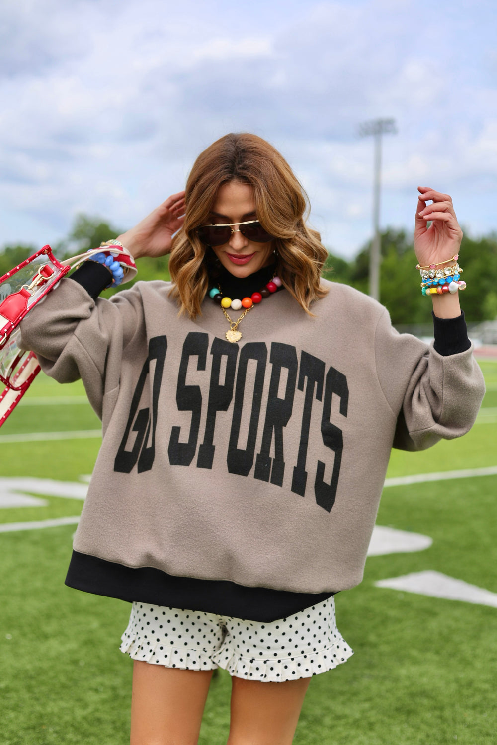 Poppy and Pine Go Sports 2-Sided Mock Sweatshirt