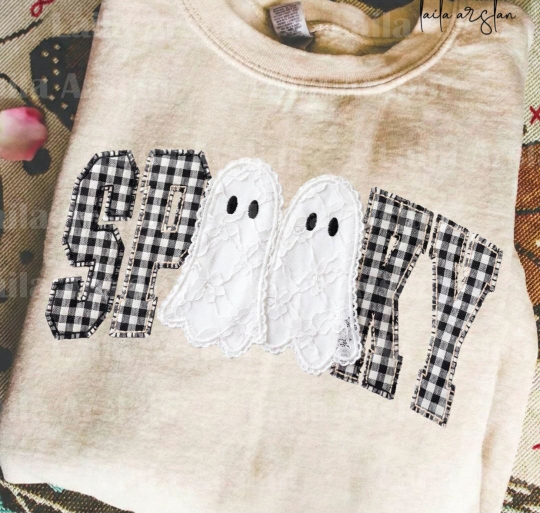 Spooky Gingham Ghost Gildan Tee