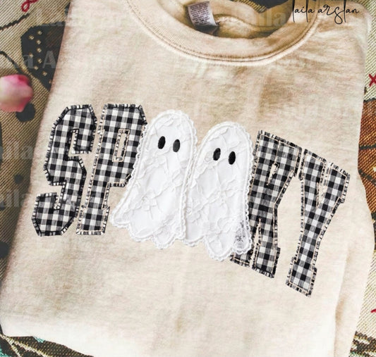 Spooky Gingham Ghost Gildan Tee