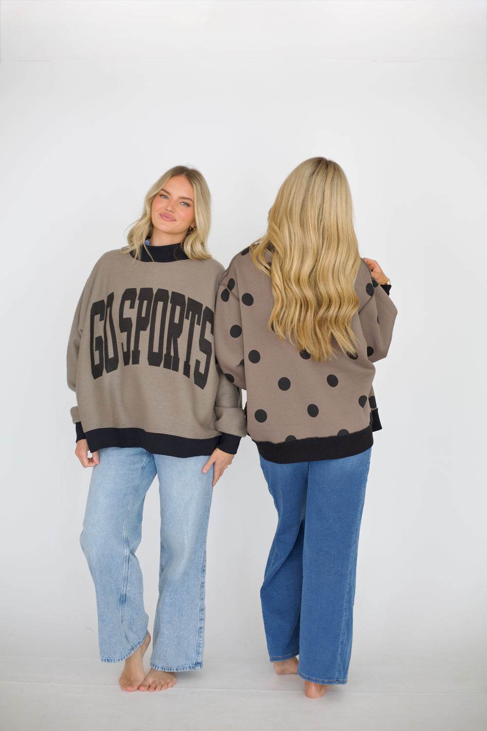 Poppy and Pine Go Sports 2-Sided Mock Sweatshirt