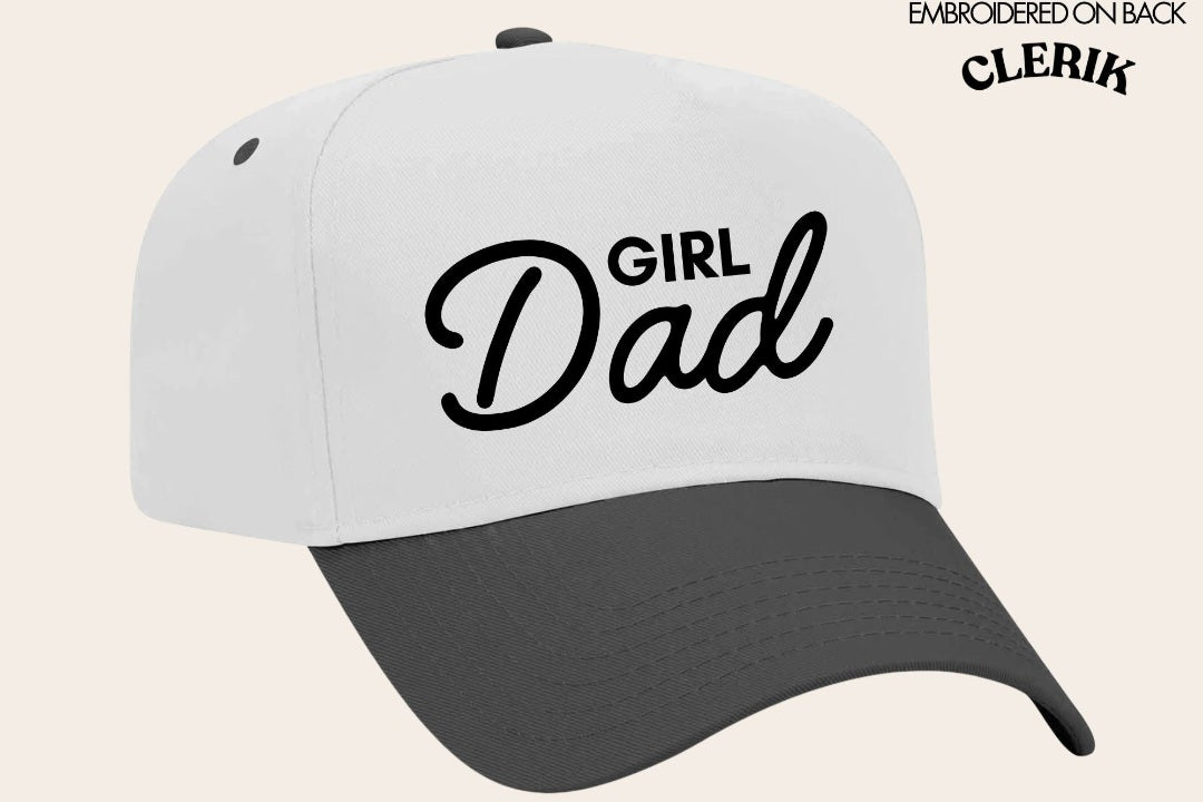 Girl Dad on White Cap with Black Bill