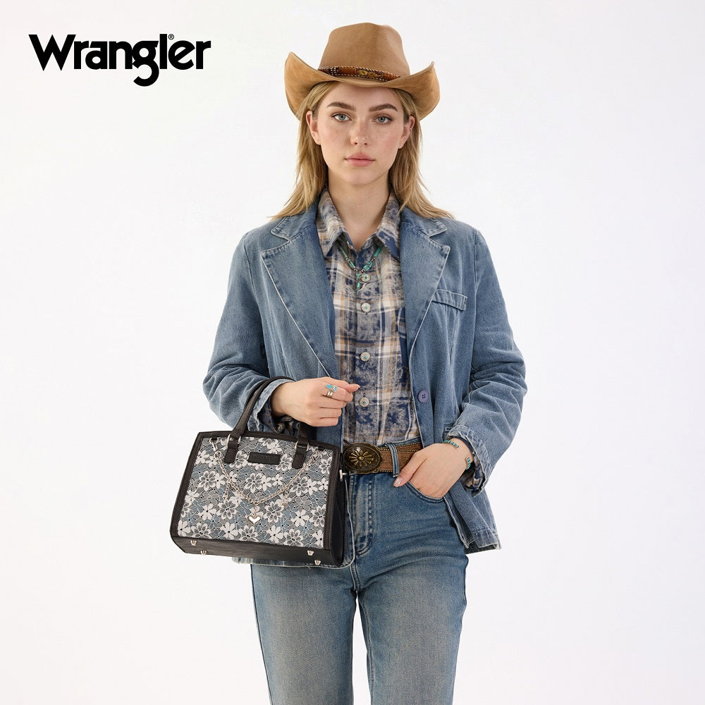 Preorder Wrangler Western Chic Lace with Chain Charm Satchel/Crossbody Bag