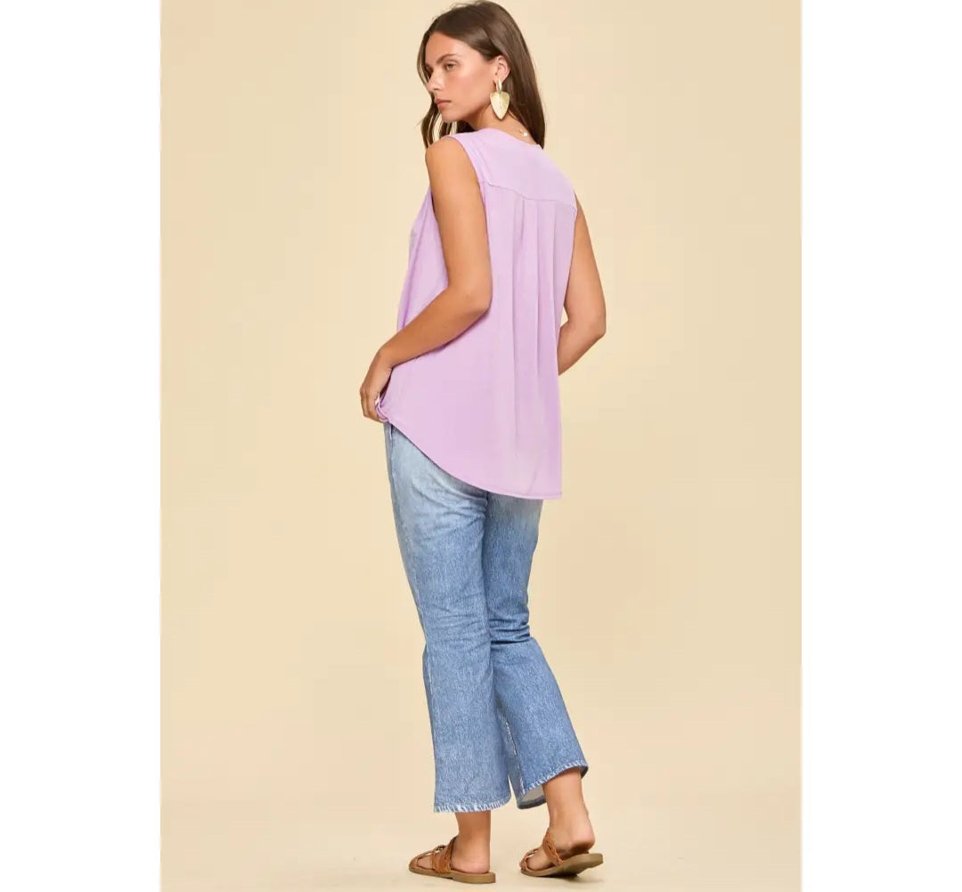 Dear Scarlett Surplice Neckline Sleeveless Top