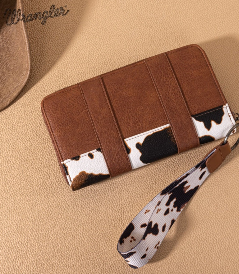 Wrangler Cow Print Wallet -Brown
