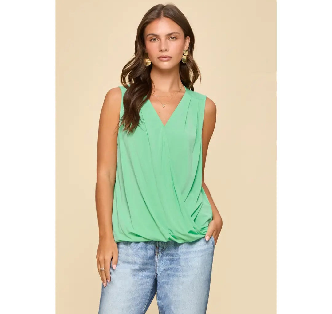 Dear Scarlett Surplice Neckline Sleeveless Top