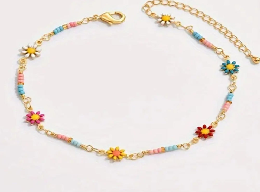 Colorful Small Daisy Anklet