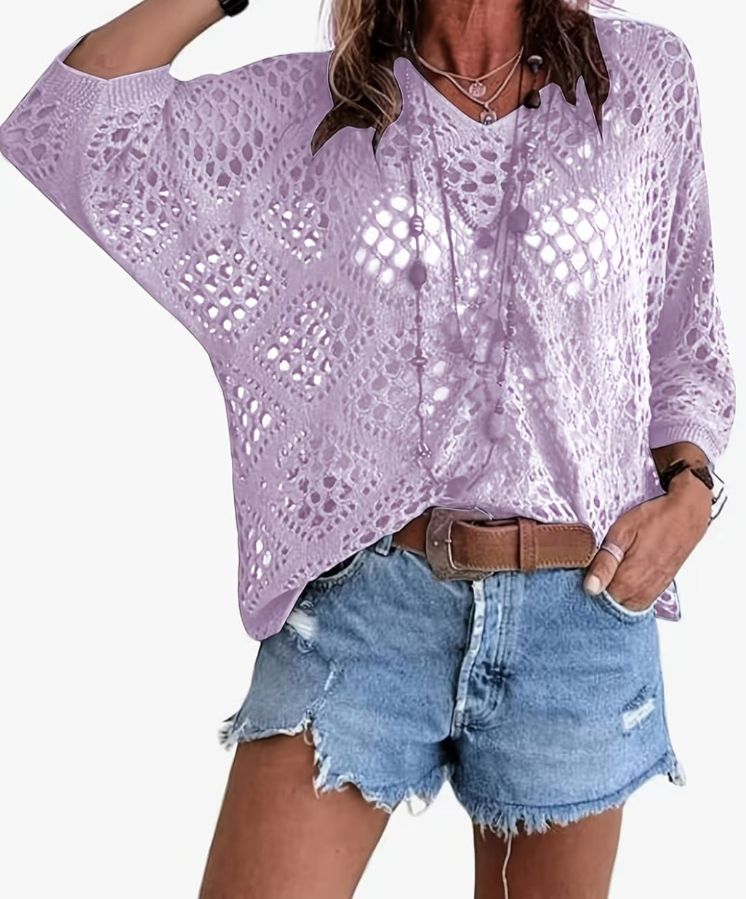 Women's Hollow Out Loose Top