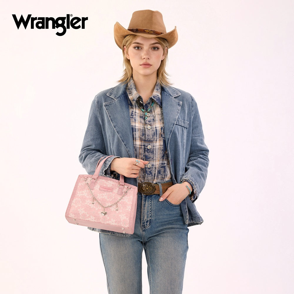 Preorder Wrangler Western Chic Lace with Chain Charm Satchel/Crossbody Bag
