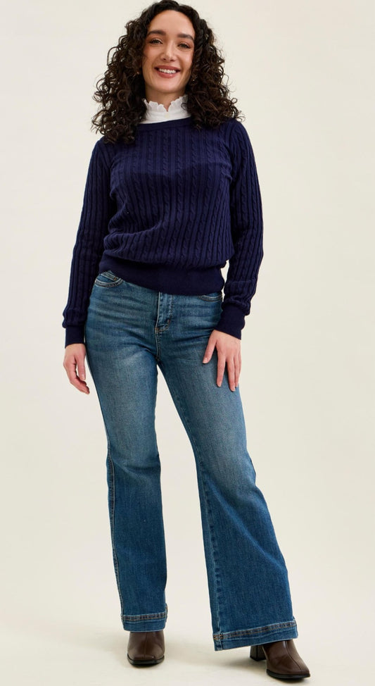 Judy Blue Petite Flare Tummy Control Double Button