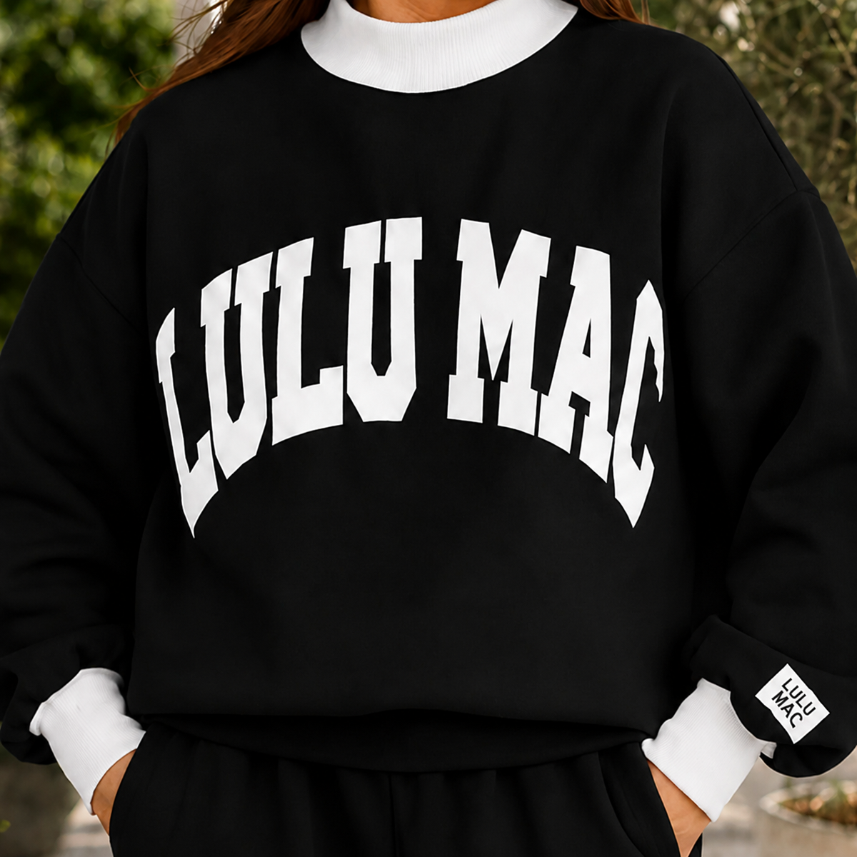 Lulu Mac Puff Mock Neck Sweatshirt