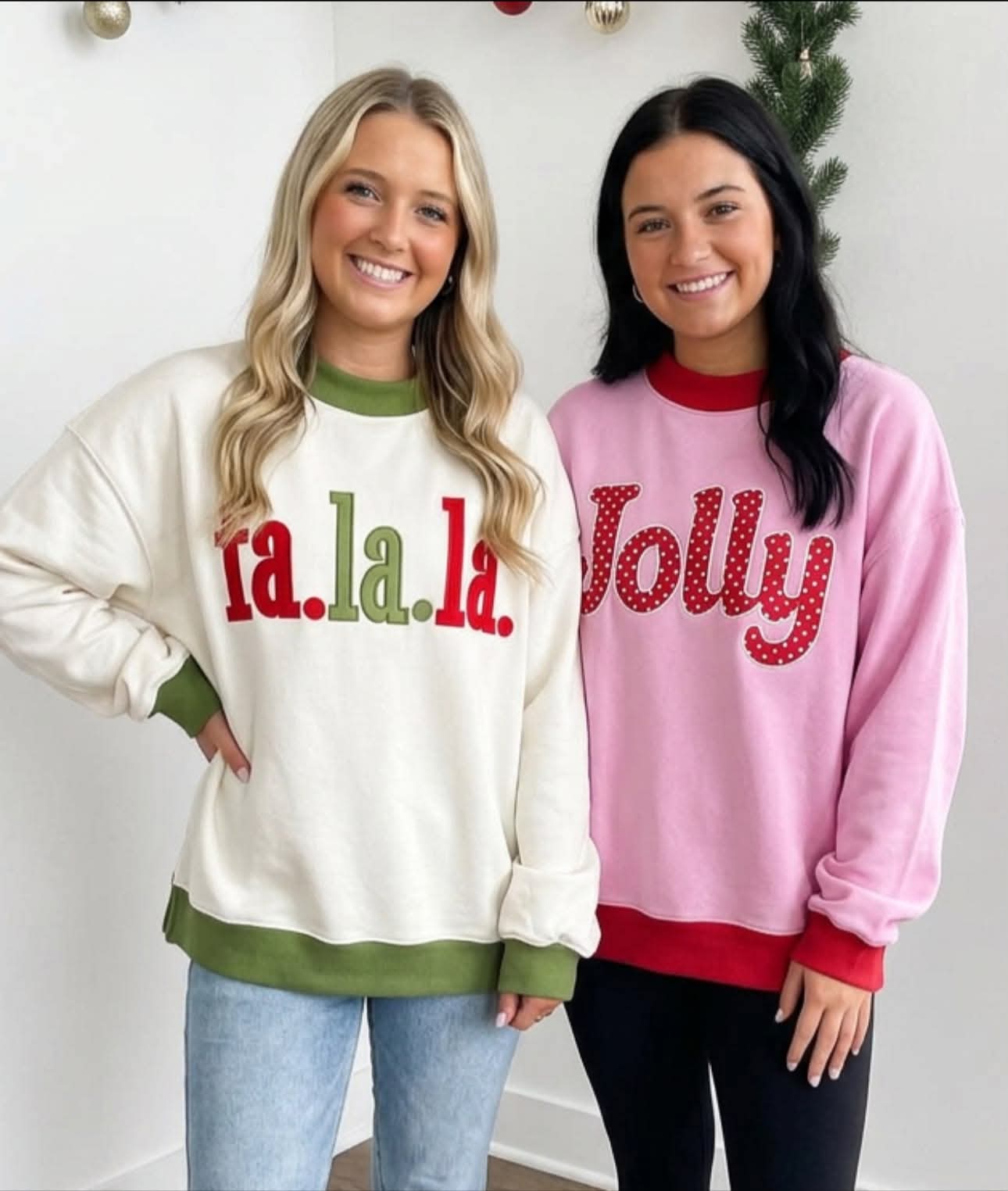 Christmas Embroidered Mock Neck