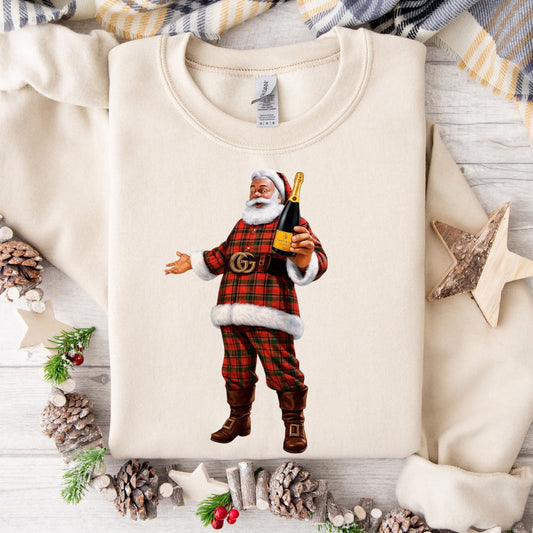 Boujee Tartan Santa- Gildan Sweatshirt