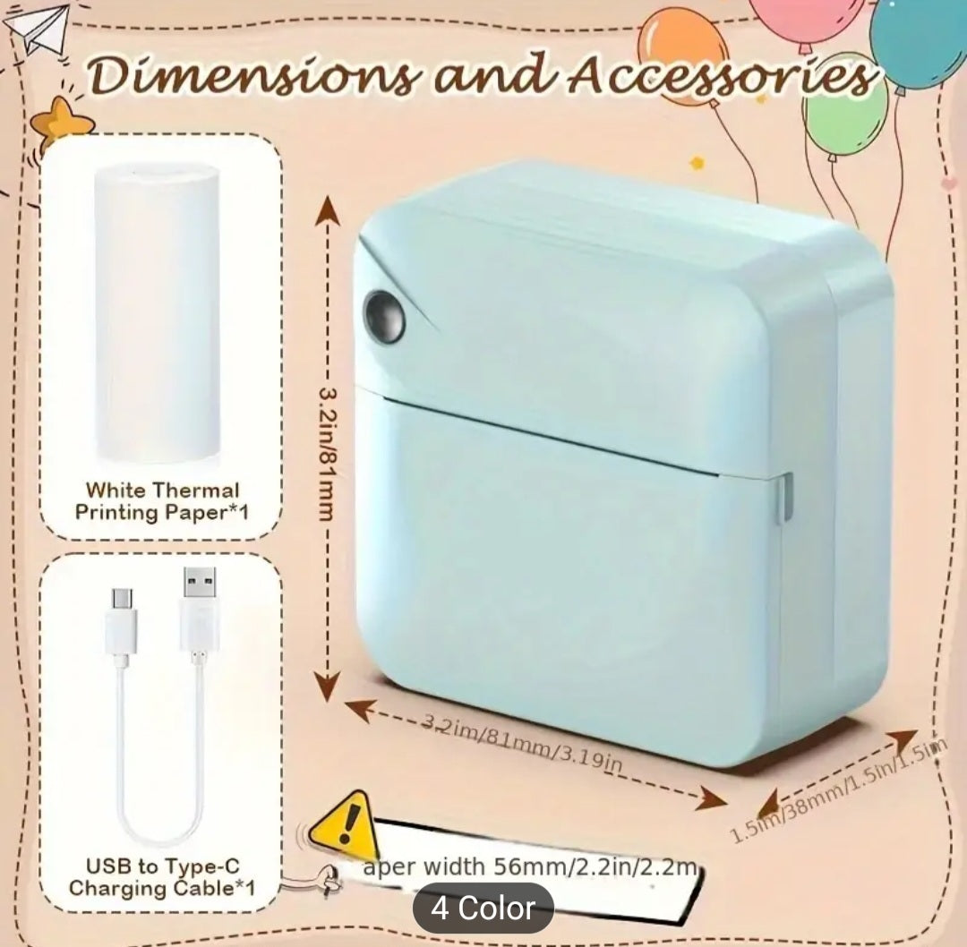 Portable Wireless Thermal Printer with Single Roll Thermal Paper