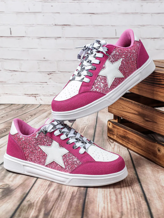 Glitter Star Shoes - Pink