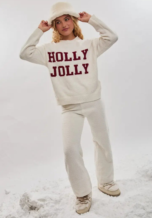 Holly Jolly Long Sleeve Sweater Top and Sweater Pants