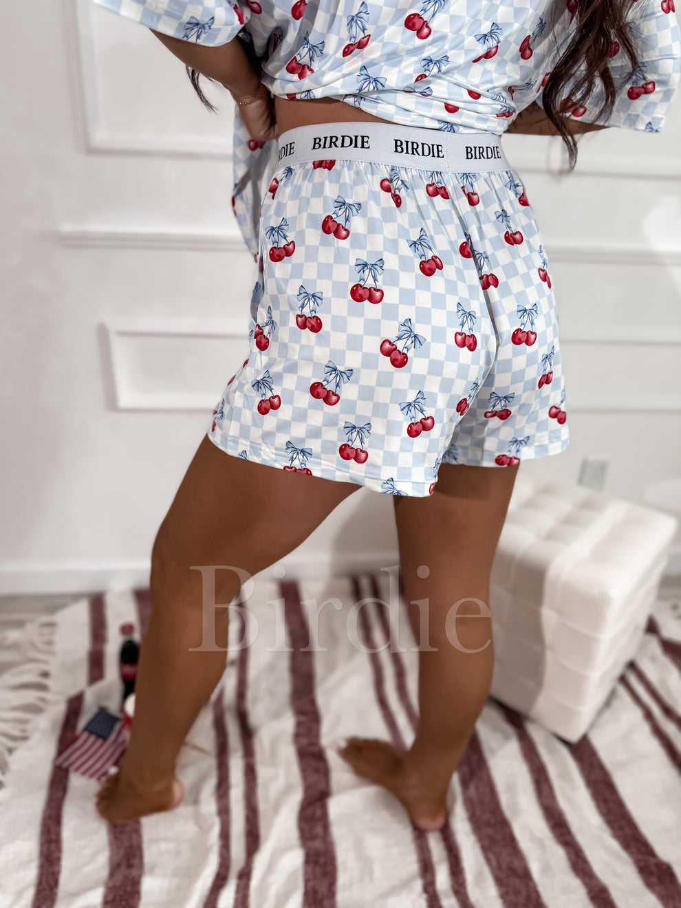 BIRDIE PREORDER Tee Boxer Short Set in Cherry Bell (Sold as Set)