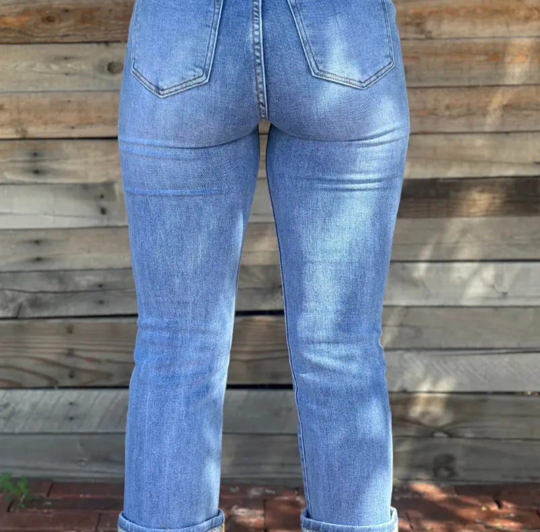 Kreek Embroidered Cuffed Jeans