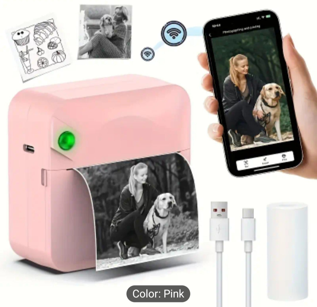 Portable Wireless Thermal Printer with Single Roll Thermal Paper