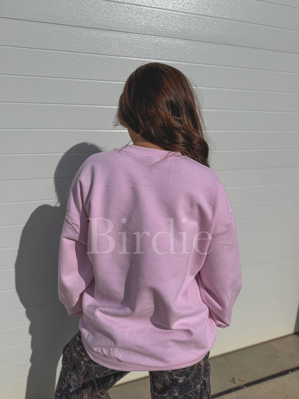Bird & Co. Lover Camo Graphic Crewneck on Light Pink