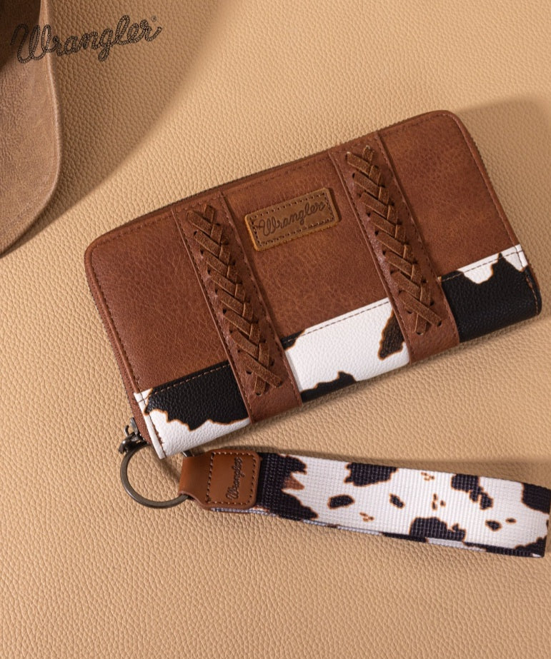 Wrangler Cow Print Wallet -Brown