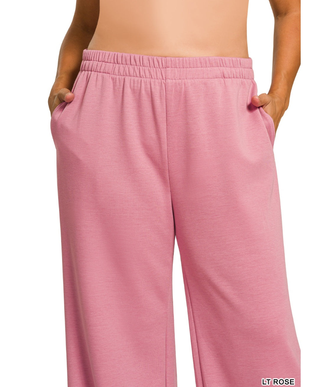 Zenana Plus scuba side slit top & pants set