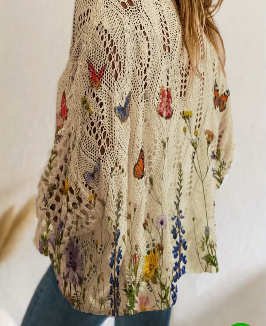 Crochet Butterfly Sweater- Cream