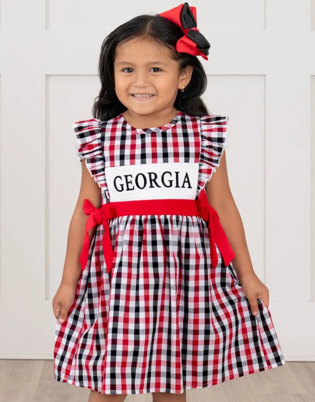 Marie Nicole Georgia Smocked Gingham Dress