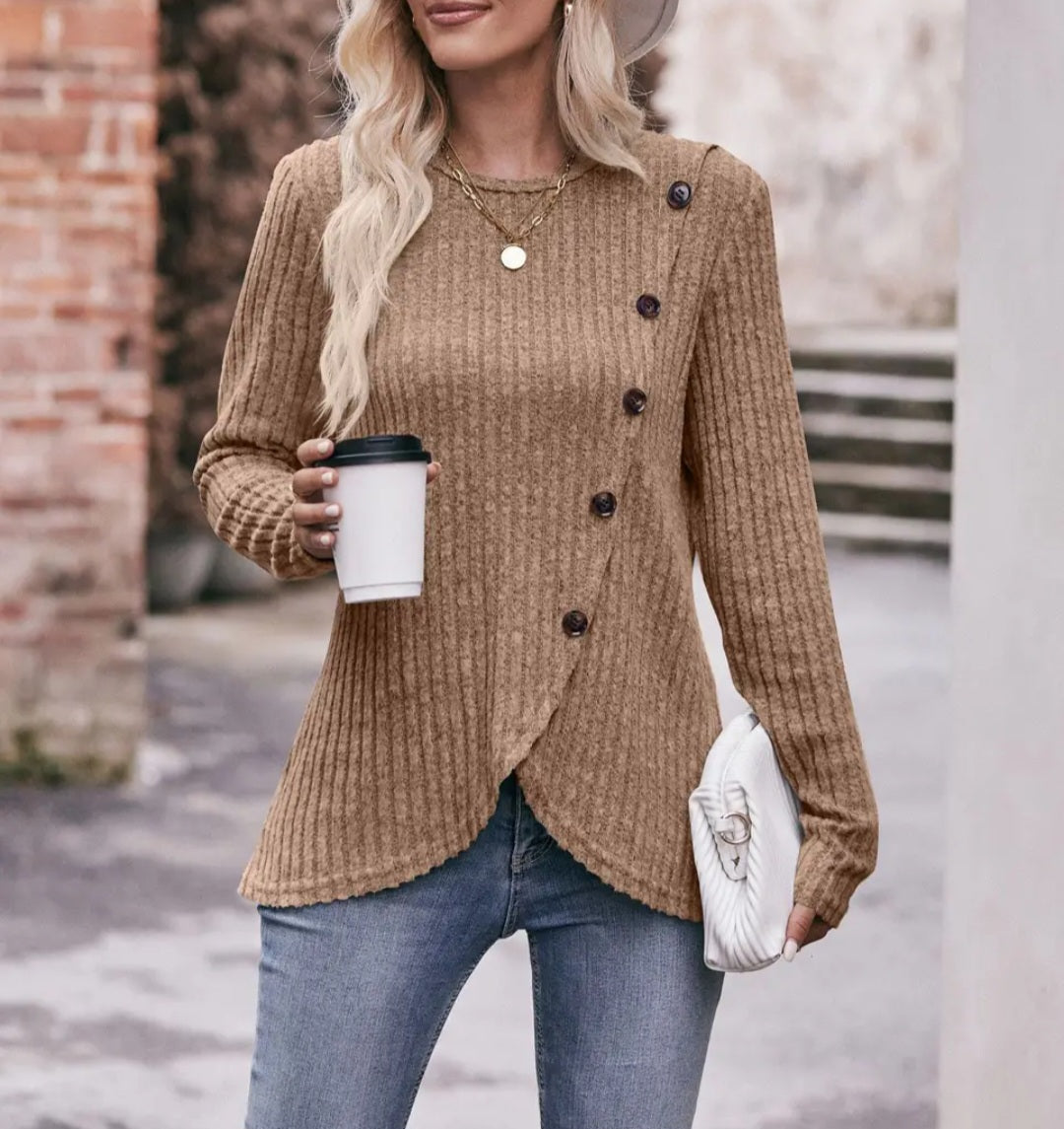 Women's Round Neck Solod Color Sweater
