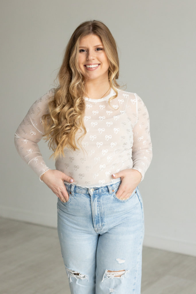 BOW SHEER LAYERING TOP
