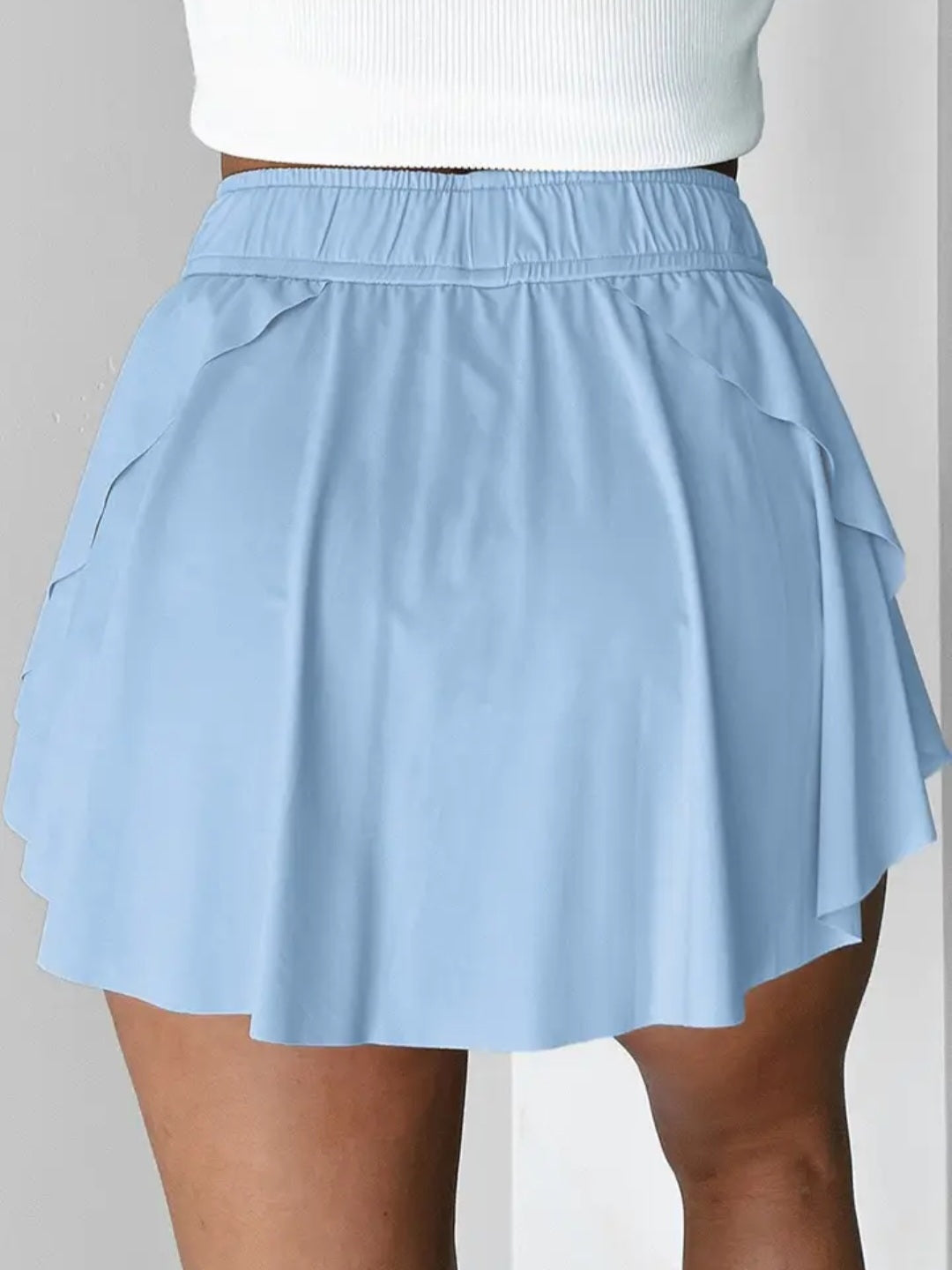 Drawstring High Waist Lined Tennis Skorts