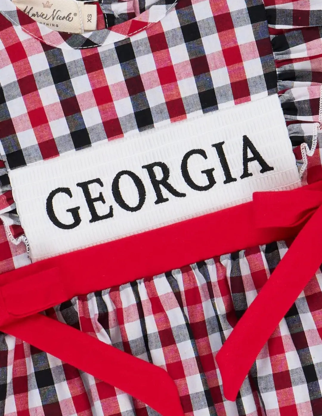 Marie Nicole Georgia Smocked Gingham Dress