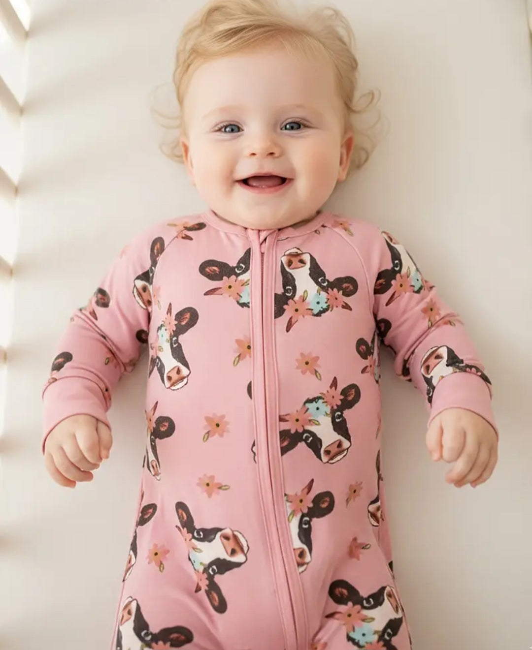Baby Girls Cow Bamboo Sleeper