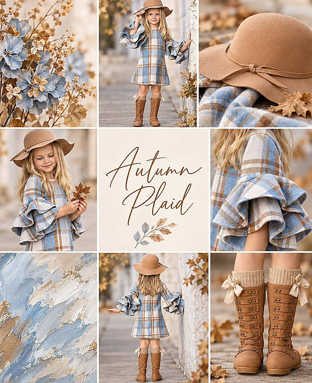 Adorable Girls Plaid Tiered Sleeve Sweater Dress