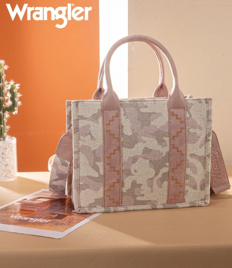 Wrangler Camo Print Tote/Crossbody - Pink
