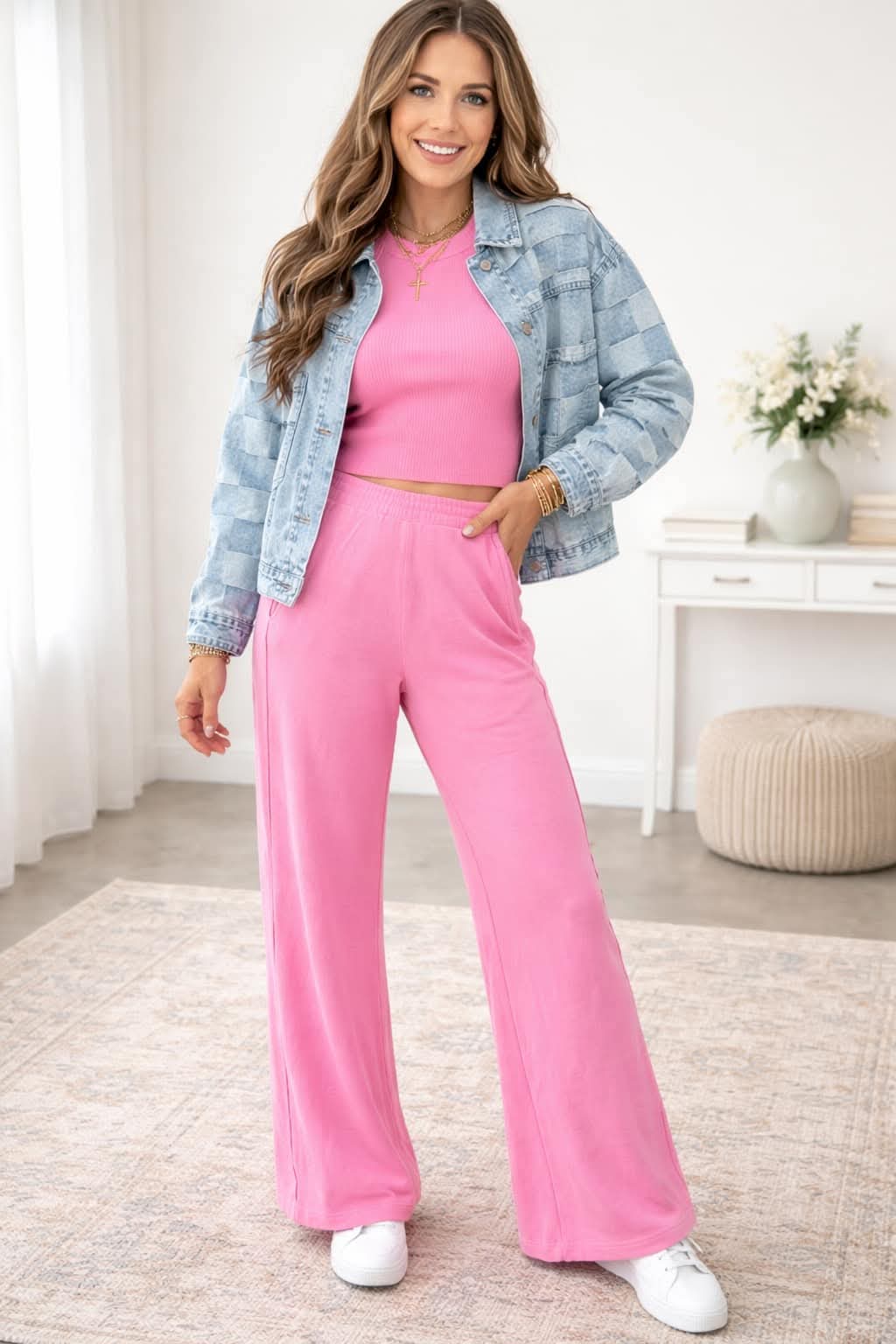 Blue Denim Checkered Jacket