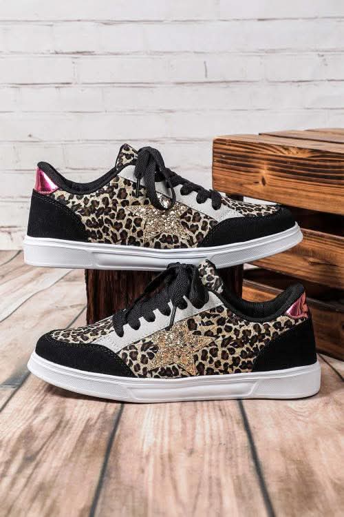 Leopard Glitter Star Sneakers