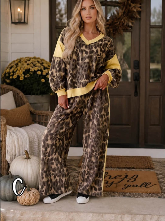 Leopard V Neck Set