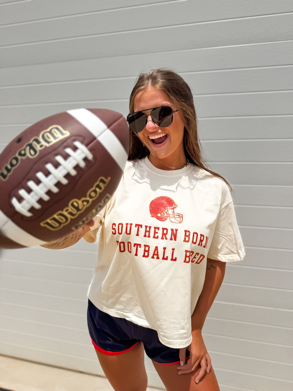 Birdie Southern Born Boxy Graphic Tee on Ivory