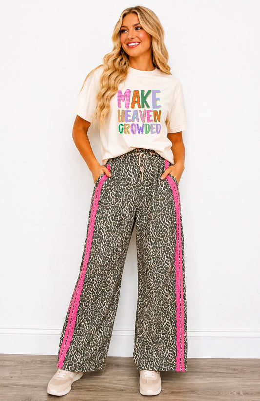 Wild Leopard Lace Detail Pants