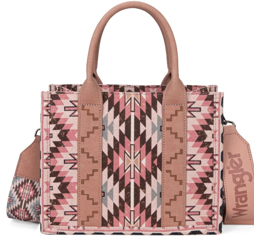 Wrangler Southwestern Pattern Dual Sided Print- Tote Crossbody