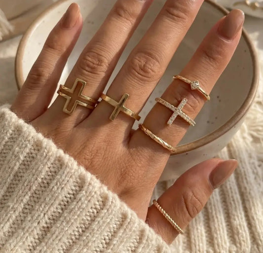 Six Piece Assorted Cross Rings Set