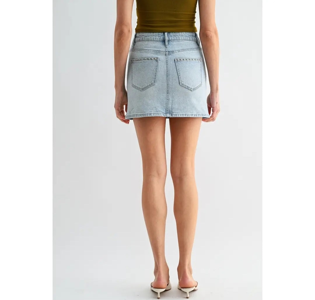 High-Rise Mini Skirt Studded