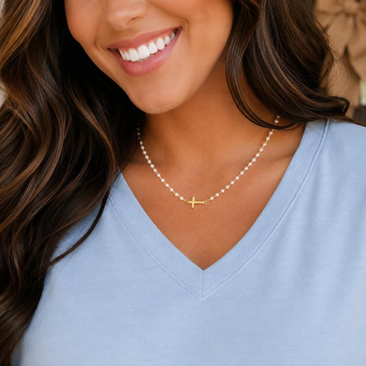 Cross Pearl Beaded Chain