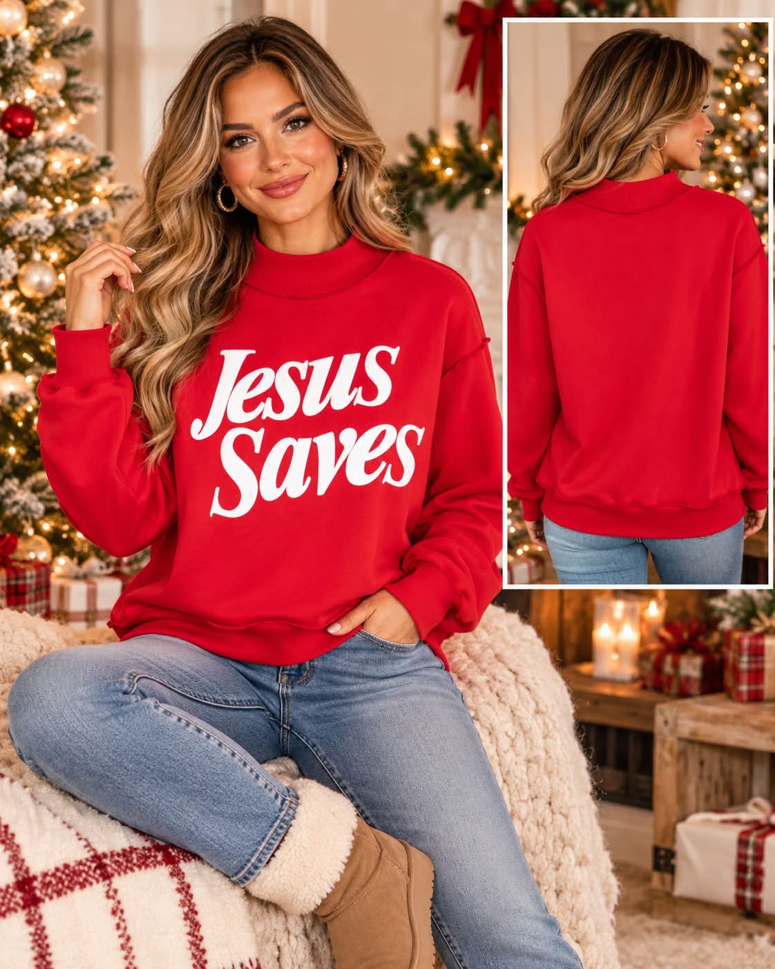 Jesus Saves Mock Neck