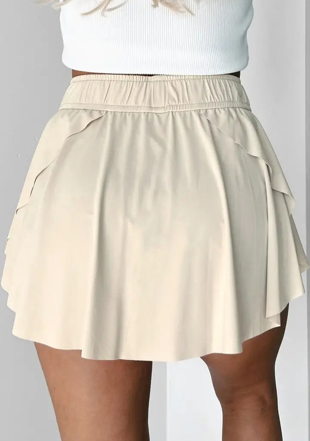 Drawstring High Waist Lined Tennis Skorts